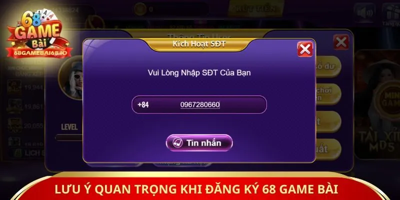 Lưu ý quan trọng khi đăng ký 68 game bài