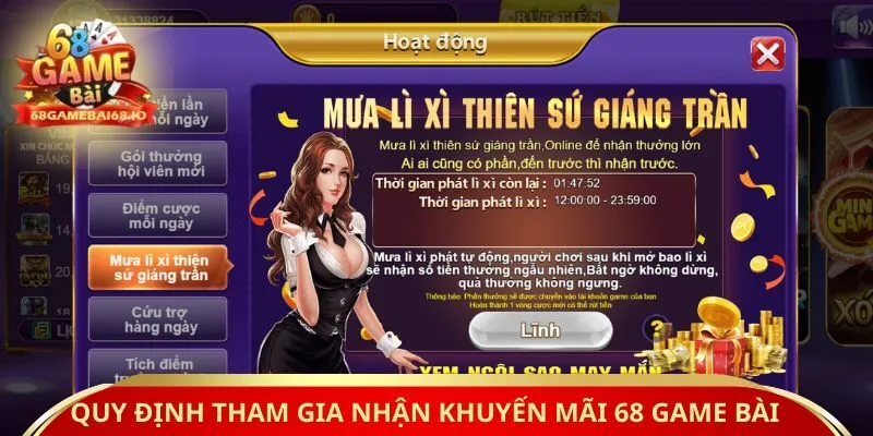 Quy định tham gia nhận khuyến mãi 68 game bài